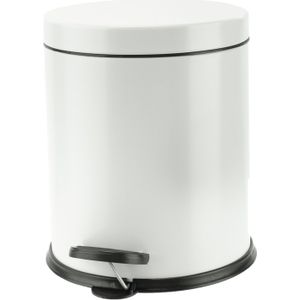 Vuilnisbak/pedaalemmer wit 3 liter 24 cm Rvs - Afvalemmers - Prullenbakken