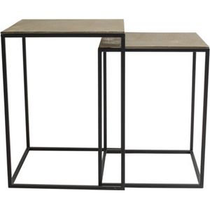 BIJZETTAFEL SET2 BRUSHED GOUD 48X48XH53CM KUBUS ALUMINIUM 36X36X48CM