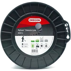 Oregon Nylium Silencio Grastrimmer-lijn, rond profiel, vervangingskoord voor accu-aangedreven tuintrimmergereedschap, 2,4 mm, 240 m lange spoel (800014)