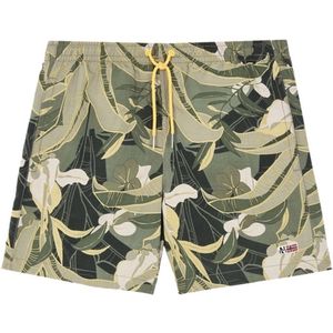 Napapijri - Vail Fantasy - Zwembroek - Groen - Polyamide, Metalen Eyelets, Elastieken Band