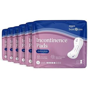 Amazon Basic Care Incontinentiepads Extra Plus, ongeparfumeerd, 48 stuks (6 verpakkingen van 8)