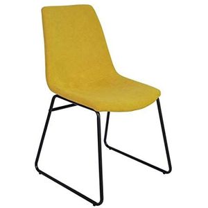 Zoneset met 4 Cholo-stoelen van stof, geel en metalen inzetstuk zwart, groot