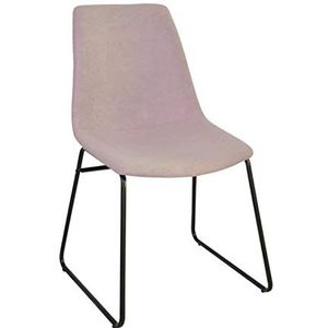Zoneset met 4 Cholo-stoelen van stof, roze en metalen bespanning, zwart, Large