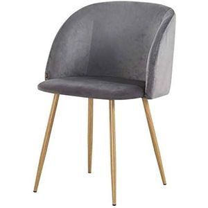 ZONS YPOS Macaron stoel, Scandinavisch, fluweel, antraciet, poten van metaal, houtlook, maat XL, 2 stuks