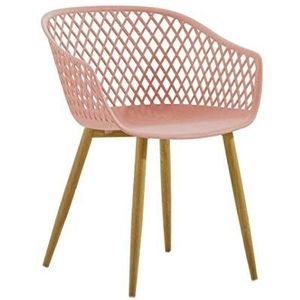 Zons Set van 2 roze tango stoelen design poten van metaal, imitatie hout