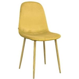 Zons Stockholm stoel, Scandinavisch, velours, geel en houten inzetstuk, 6 stuks