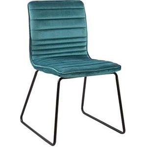 Zons UZTO set 4 stoelen, fluweel, blauw, metaal, mat zwart