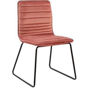 Zons UZTO set 4 stoelen, fluweel, roze, metaal, mat zwart