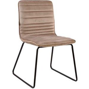 ZONS UZTO Set met 6 stoelen van velours, beige, metaal mat zwart