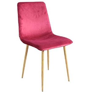 Zons Zak stoel, fluweel, roze, 4 poten van metaal, houteffect, roze