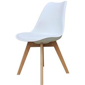 Zons Alba stoel van polypropyleen, wit, voeten van hout, Scandinavische stijl, 2 stuks