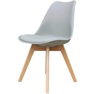 Zons Alba stoel, polypropyleen, grijs, voeten van hout, Scandinavische stijl, 4 stuks