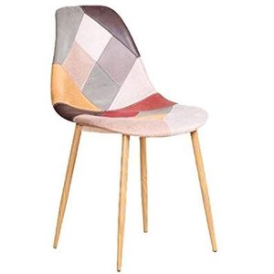 Zons Set van 4 ORAZ stoelen patchwork in verschillende kleuren met metalen bekleding in houtlook