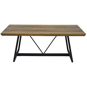 Zons salontafel, industrieel design, metalen inzetstuk, hout en zwart