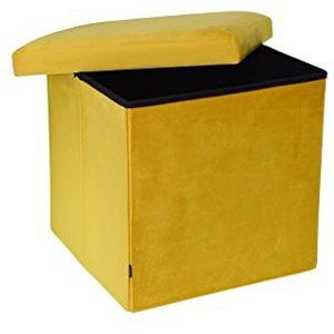 Zons YANE Kruk met fluwelen doos, 38 x 38 x 38 cm, mosterd