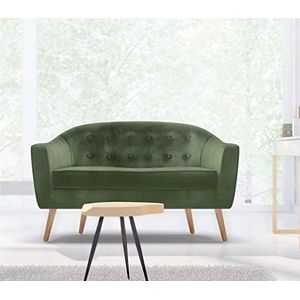 Zons Canapé Places Vert Sapin Style scandinave au Pieds en Bois KLARY Sofa 2-3 zits van velours, dennengroen, Scandinavische stijl in vintage look, houten poten, suède, groen, 0