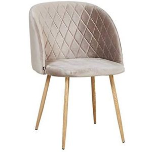 Zons HESTER stoelen van fluweel, gewatteerd, taupe, metaal, 2 stuks