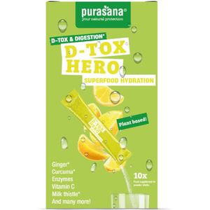 Purasana - D-Tox Hero - Superfood Hydration Poeder - 10 Stuks