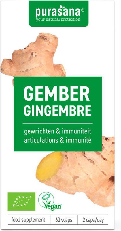 Purasana Gember bio 250 mg 60 vegicapsules