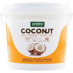 PURAKO02 - Kokosolie ontgeurd 2000 ml (BIO. Huile de coco désodorisée. 2000 ml, bio et vegan. Aucune odeur ni goût de noix de coco. Frire, cuire, rôtir et wok de manière saine.) -  Purasana