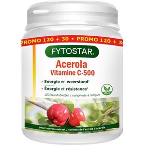 Fytostar Acerola C 500 - Vitaminen - Voor weerstand - Vitamine C - 150 kauwtabletten