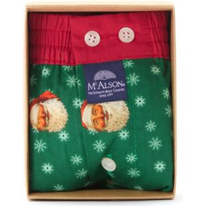 McAlson - Christmas Carol - Boxershort - Groen - Geweven Katoen, Elastische Tailleband, Open Gulp