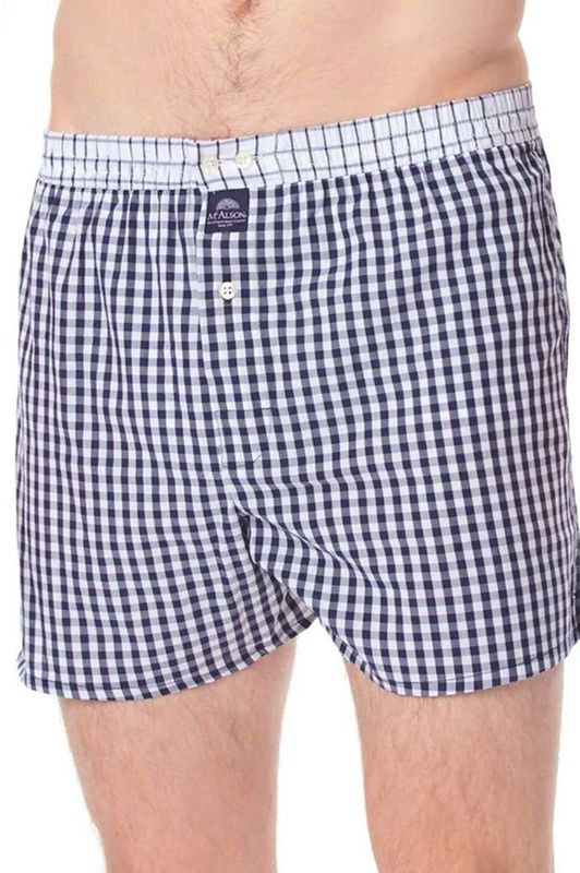Mc Alson - Boxer Checkered - Navy Blue - Geweven Katoen