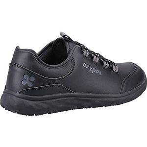 Oxypas Roman lichte, comfortabele professionele schoenen met traagschuim binnenzool, antislip SRC en anti-statische ESD (EU 44, zwart)