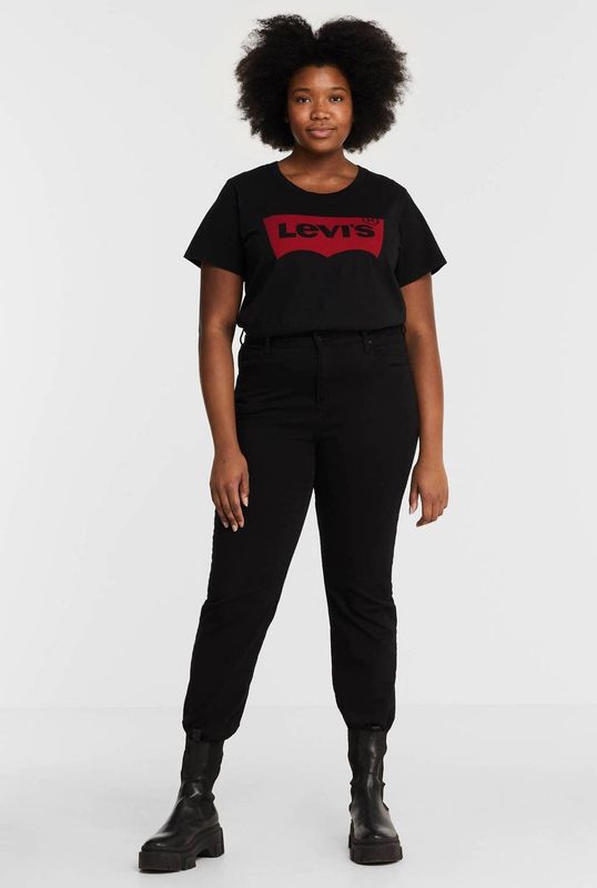 Levi's Plus - T-shirt - Zwart - Katoen - Korte Mouwen - Ronde Hals
