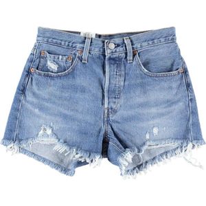 Levi's - 501 Distressed Denim Shorts - Athens Blue - Katoen