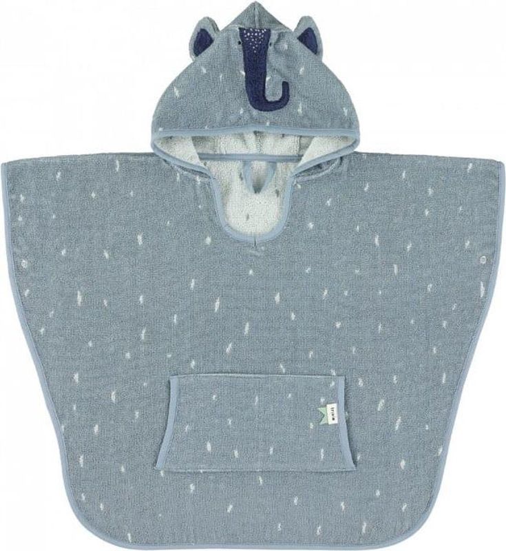 Trixie Poncho - Mrs. Elephant - Biologisch Katoen - Badcape Kind met Capuchon - Met Leuke Details
