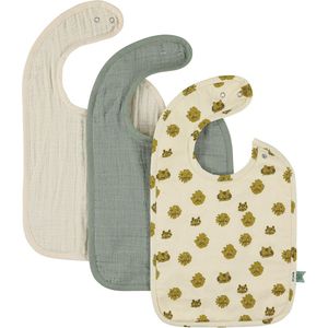Slabbetjes - 3-Pack - Print en Effen Kleuren - Zachte Mousseline