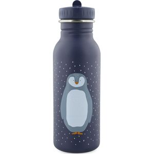 Trixie Drinkfles - Mr. Penguin - RVS Waterfles voor kinderen - 500ml - Lekvrije Fles - Blauw