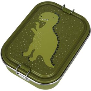Trixie Brooddoos groot - Mr. Dino - RSV Lunchbox voor kinderen - Makkelijk te openen Broodtrommel - 2 vakken - Groen