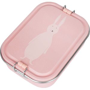Trixie Brooddoos groot - Mrs. Rabbit - RSV Lunchbox voor kinderen - Makkelijk te openen Broodtrommel - 2 vakken - Groen