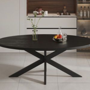 Tafel 'Alexa' 200 cm Ovaal Mango hout zwart (2c)