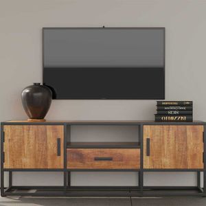 Rousseau- TV Meubel Madeira' TV-meubel | Metalen frame en exotisch mangohout | 50xx40 - 140cm - Bruin