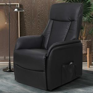Relaxfauteuil - Zwart - Kunstleder - Elektrisch Verstelbaar met Sta-Op-Functie
