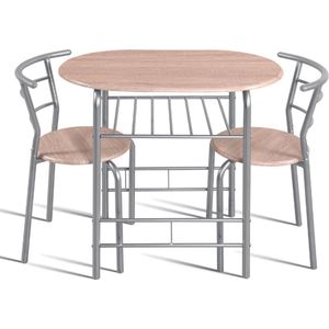 Tafel met 2 stoelen Ada-sonoma eik/grijs metaal