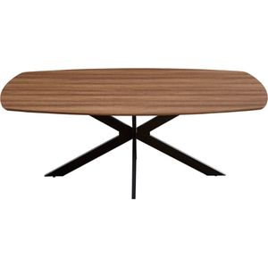 Aziz 200 cm Deense Ovaal Tafel met oude eikdecor | Metalen poten, MDF blad, ABS rand | H76 x B200 x D100 cm - 25mm