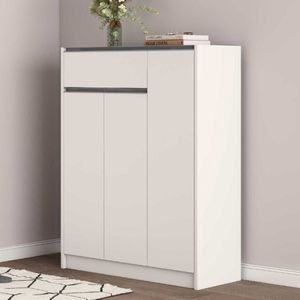 Lilly - Schoenenkast - Wit - Spaanplaat - 3 Deuren, 1 Lade