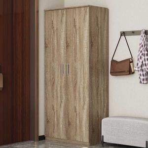 Nikkie - Schoenenkast - Bruin - Spaanplaat - 2 Draaideuren - 7 Legplanken