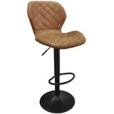 Malaga PU Cognac Barkruk - Vintage Metalen Poten | H-H 90-111 x B-L 48 x D-P 52 cm