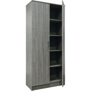 Opbergkast Ray m met 2 deuren en 4 legplanken grijze eik