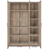 Opbergkast Ray 120cm met 3 deuren en 4 legplanken sonoma eik