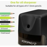 ACROPAQ - Elektrische puntenslijper - Automatische start en stop - potloden met een diameter tot 7,5mm - zwarte puntenslijper