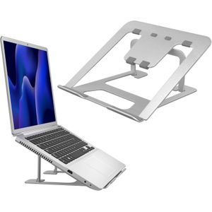 ACROPAQ - Laptopstandaard van 11 tot 17 inch - Ultradun, opvouwbaar, verstelbaar - Ergonomische laptopstandaard van aluminium - zilver