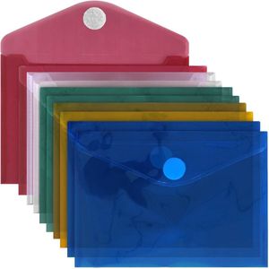 Documentenmap A6 - 10 stuks, 18 x 13 cm, Met klittenbandsluiting - Documententas, Projectmap - Assortiment kleuren - ACROPAQ