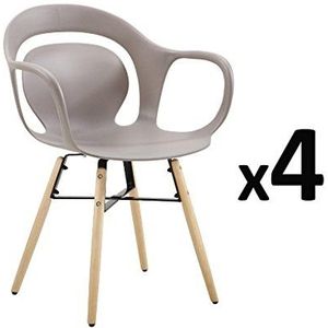 ZONS Impossible stoel, eetkamerstoel met zitvlak, wit, taupe, 4