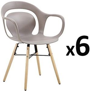 ZONS Impossible stoel, eetkamerstoel met zitvlak, wit, taupe, 6